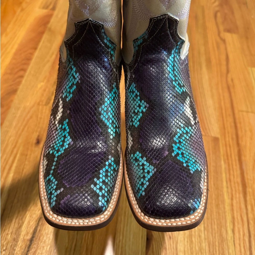 Women’s Roper multi colored Snakeskin Cowboy Boots w/Embroidered Shaft size 7.5 - Picture 7 of 16